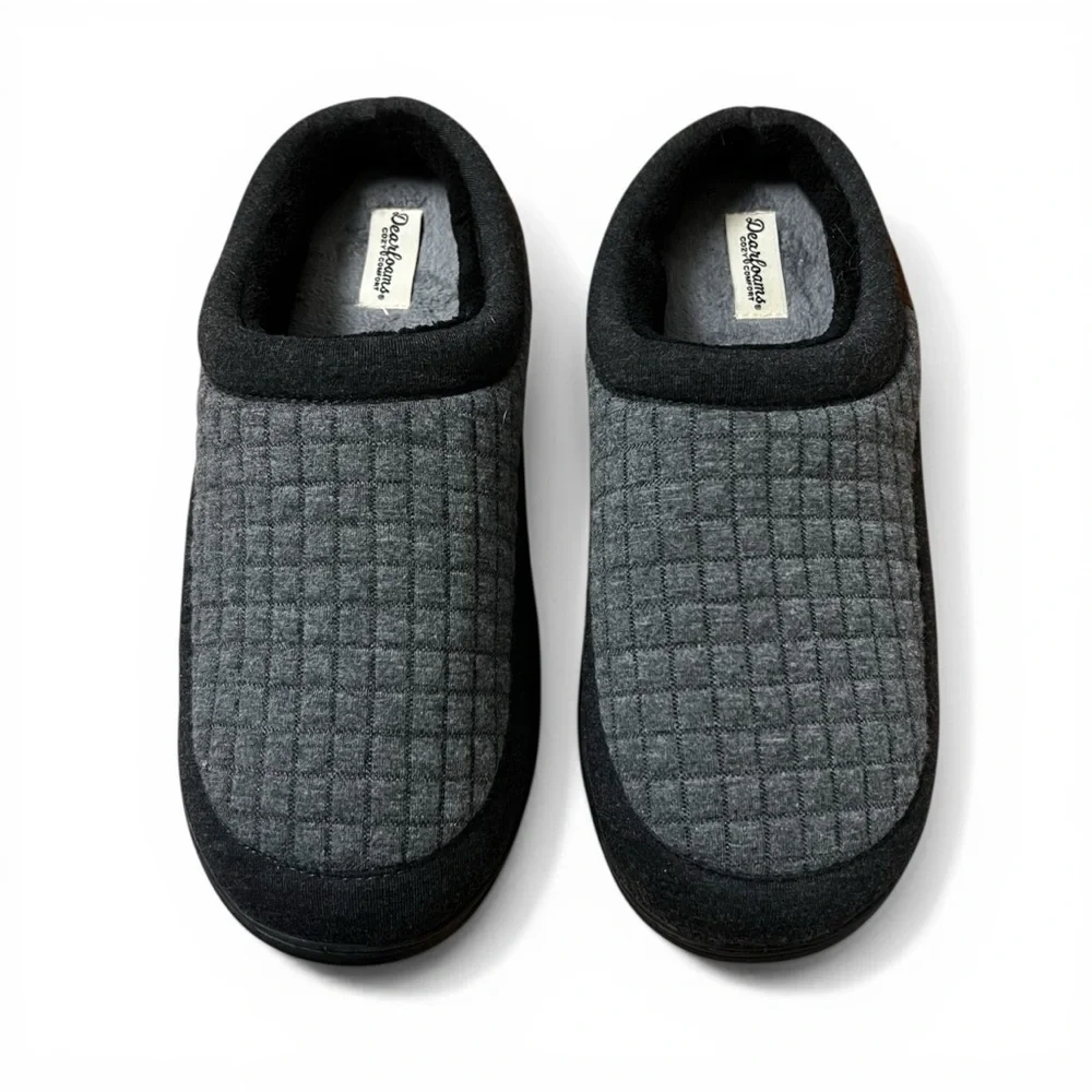 Dearfoams Cozy Comfort Men’s Lounge Clog Slipper Gray Size 9-10 Casual Everyday